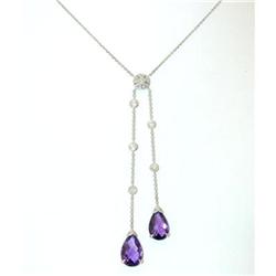 2182 18KW Gold Necklace w/Ame/Diamond