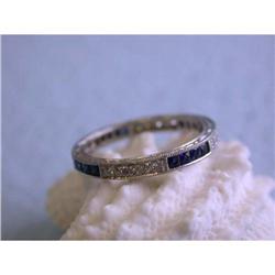 7269 Platinum Ring with Diamonds and Sapphire