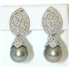 Image 1 : 2293 18KW Gold Pearl Earrings w/Diamond