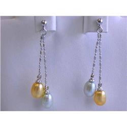 1153 Dangling Pearl and Silver Earrings