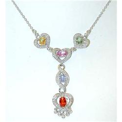 2240 EFJ 18KW Gold Necklace w/MultiColor Gemstones/Dia