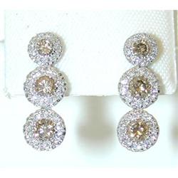 1292 Salavetti 18KW Gold Earrings w/Diamond/Brown Dia