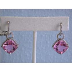 1189 14k Ladies Fashion Earrings w/ Diamonds and Quartz