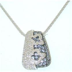 122 SALAVETTI 18KW Gold Necklace w/Sapp/Dia Pendant