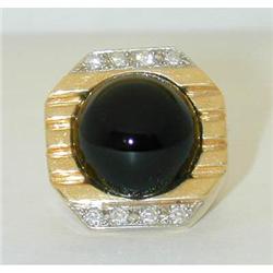 1656 14K Gold Onyx Ring w/Diamond