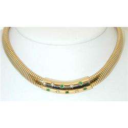 2222  VCA 14K Gold Necklace w/Diamond/Emerald