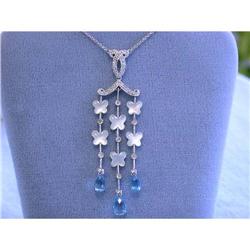 1213 18k White Gold Necklace w/Diamonds, Pearl & Topaz