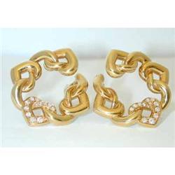 1214 BVLGARI 18K Gold Earrings w/ Diamonds