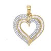 Womens Baguette Diamond Heart Pendant 3/8 Cttw 10kt Yellow Gold - REF-21W5K