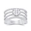 Womens Round Diamond Four Row Flower Cluster Ring 1 Cttw 10kt White Gold - REF-71N9F
