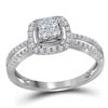 Womens Princess Diamond Cluster Fashion Ring 1/2 Cttw 14kt White Gold - REF-36Y9N