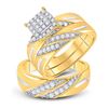 His Hers Round Diamond Square Matching Wedding Set 5/8 Cttw 10kt Yellow Gold - REF-54X5A
