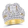 Image 1 : Princess Diamond Bridal Wedding Ring Band Set 4 Cttw 14kt Yellow Gold - REF-285R5X