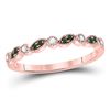 Image 1 : Womens Round Emerald Diamond Stackable Band Ring 1/10 Cttw 10kt Rose Gold - REF-9N5F