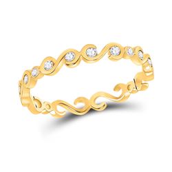 Womens Round Diamond S-Shape Stackable Band Ring 1/8 Cttw 10kt Yellow Gold - REF-12K9Y