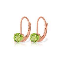 Genuine 1.20 ctw Peridot Earrings 14KT Rose Gold - REF-23R2P