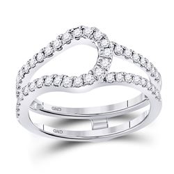 Womens Round Diamond Wrap Ring Guard Enhancer 1/2 Cttw 14kt White Gold - REF-43M5H