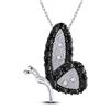 Womens Round Black Color Enhanced Diamond Butterfly Bug Pendant 1/4 Cttw 10kt White Gold - REF-9K5Y