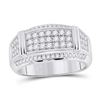 Image 1 : Mens Round Diamond Band Ring 1 Cttw 10kt White Gold - REF-85R5X