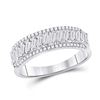Womens Baguette Diamond Anniversary Band Ring 1/2 Cttw 14kt White Gold - REF-49F9W