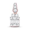 Womens Baguette Diamond Square Cluster Pendant 1/3 Cttw 14kt Rose Gold - REF-21W5K