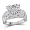 Round Diamond Heart Bridal Wedding Engagement Ring 1 Cttw 10kt White Gold - REF-57X5A