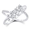 Womens Round Diamond Fashion Starburst Band Ring 3/8 Cttw 14kt White Gold - REF-32Y5N
