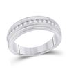 Mens Round Diamond Wedding Single Row Band Ring 1/2 Cttw 10kt White Gold - REF-54A5M