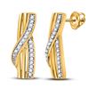 Womens Round Diamond Fashion Earrings 1/20 Cttw 10kt Yellow Gold - REF-7R5X