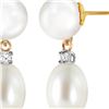 Genuine 10.10 ctw Pearl & Diamond Earrings 14KT Yellow Gold - REF-24Z4N