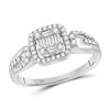Womens Baguette Diamond Fashion Cluster Ring 3/8 Cttw 14kt White Gold - REF-38X9A