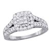 Womens Princess Diamond Cluster Ring 1 Cttw 14kt White Gold - REF-74H9R