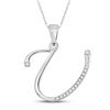 Image 1 : Womens Round Diamond Initial U Letter Pendant 1/12 Cttw 10kt White Gold - REF-7M5H
