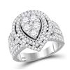 Round Diamond Pear Cluster Bridal Wedding Engagement Ring 2 Cttw 14kt White Gold - REF-161F9W
