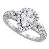 Round Diamond Cluster Bridal Wedding Engagement Ring 3/4 Cttw 14kt White Gold - REF-62X9A