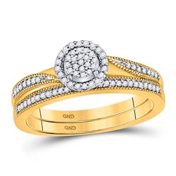 Round Diamond Bridal Wedding Ring Band Set 1/5 Cttw 10kt Yellow Gold - REF-19K5Y