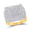 Image 1 : Mens Round Diamond Square Cluster Ring 1-3/8 Cttw 14kt Yellow Gold - REF-142Y5N