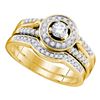 Image 1 : Diamond Round Bridal Wedding Ring Band Set 1/2 Cttw 14kt Yellow Gold - REF-74N9F