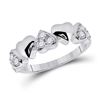 Womens Round Diamond Heart Ring 1/3 Cttw 14kt White Gold - REF-30R5X