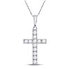 Image 1 : Womens Round Diamond Religious Cross Pendant 1/8 Cttw 10kt White Gold - REF-8H5R