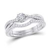 Image 1 : Round Diamond Bridal Wedding Ring Band Set 1/3 Cttw 10k White Gold - REF-24H5R
