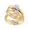 Image 1 : His Hers Round Diamond Solitaire Matching Wedding Set 1/6 Cttw 10kt Yellow Gold - REF-30F9W