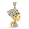 Image 1 : Mens Round Red Color Enhanced Diamond Pharaoh Nefertiti Pendant 1 Cttw 10kt Yellow Gold - REF-74K9Y