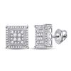 Image 1 : Mens Round Diamond Square Earrings 1/2 Cttw 14kt White Gold - REF-38M9H