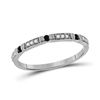 Womens Round Black Color Enhanced Diamond Band Ring 1/10 Cttw 10kt White Gold - REF-10M5H