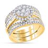 Round Diamond Cluster Bridal Wedding Ring Band Set 2 Cttw 14kt Yellow Gold - REF-134X5A