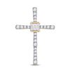 Womens Baguette Round Diamond Cross Pendant 5/8 Cttw 14kt Yellow Gold - REF-47A9M