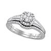 Round Diamond Bridal Wedding Ring Band Set 3/8 Cttw 10kt White Gold - REF-33N5F