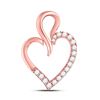 Womens Round Diamond Outline Heart Pendant 1/6 Cttw 10kt Rose Gold - REF-10F5W