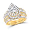 Image 1 : Pear Diamond Bridal Wedding Ring Band Set 2 Cttw 14kt Yellow Gold - REF-219N5F